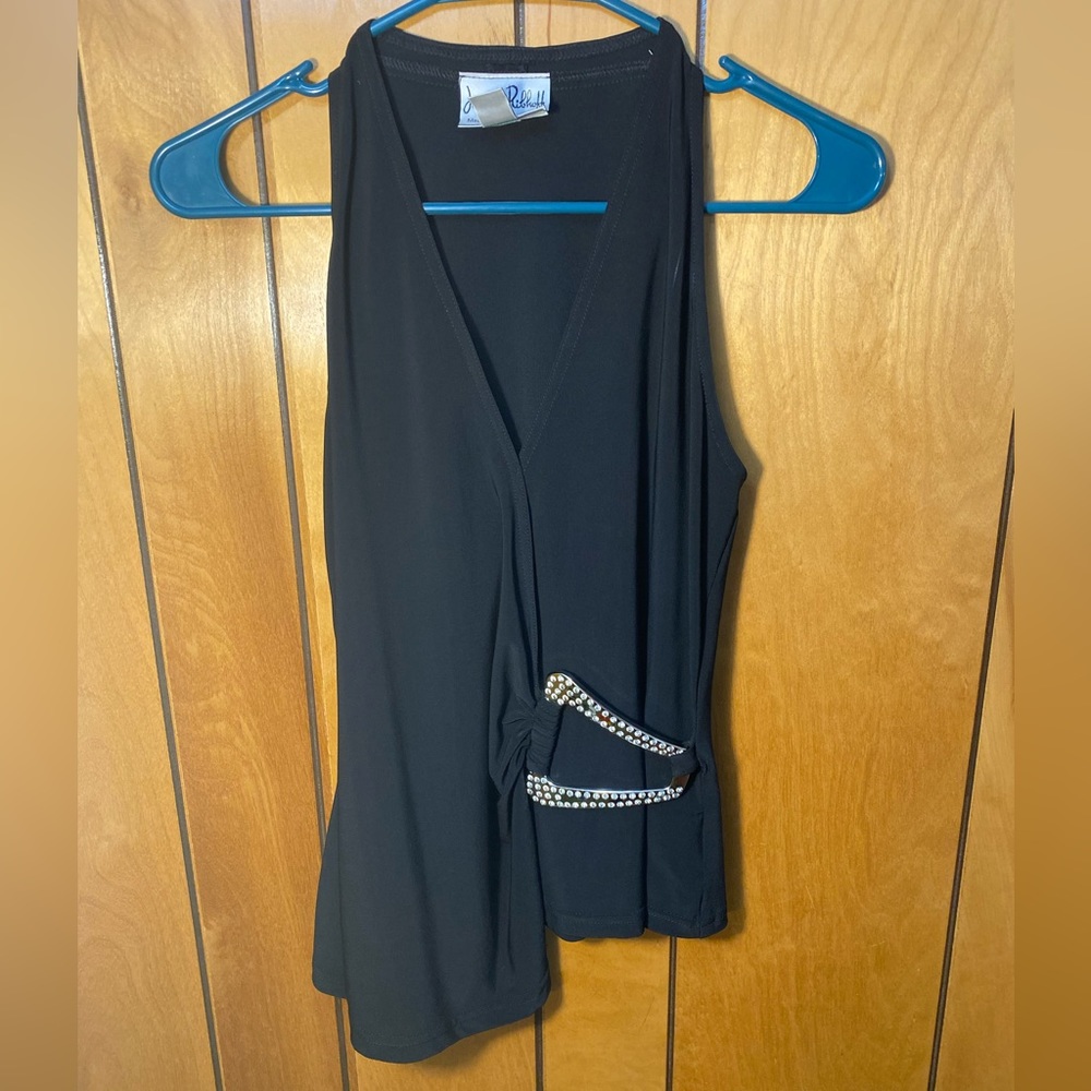 Joseph Ribkoff black womens top with silver embellished detail.